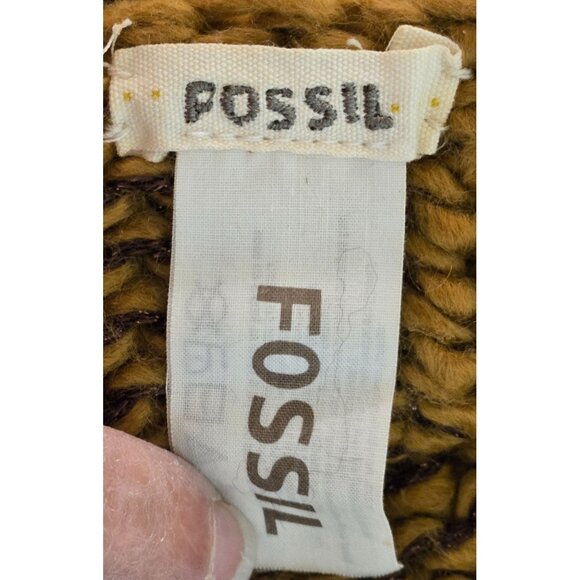 Fossil Chunky Soft Knit Infinity Scarf Camel With Metal Logo Key - Picture 3 of 7